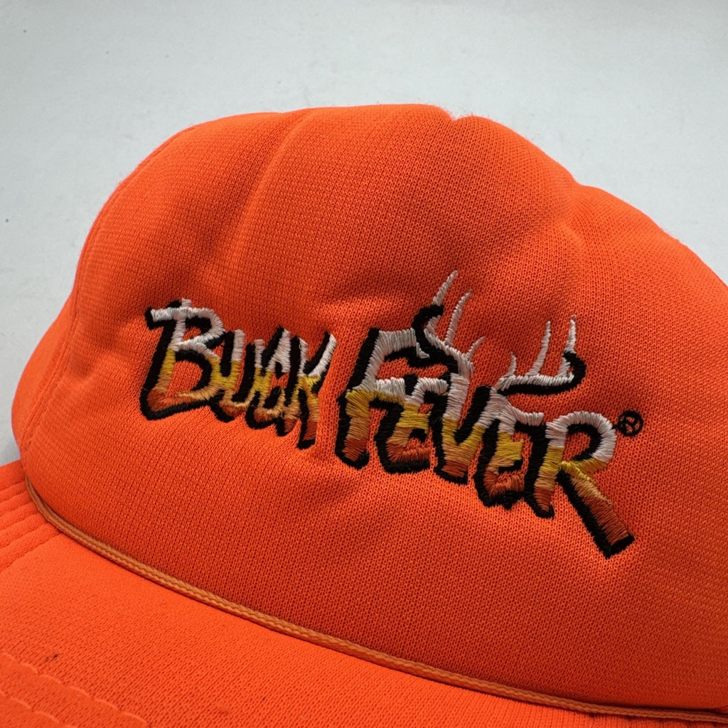 Vintage Buck Fever Hat Adults SnapBack Safety Orange 90s Deer Hunting Youngan