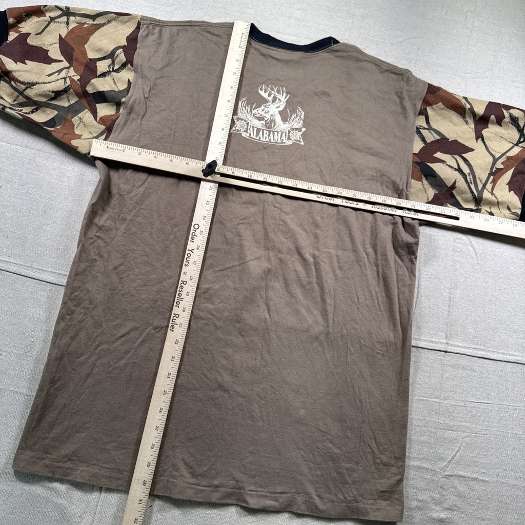 Vintage Deer Shirt Mens XL Camo Big Buck Hunting 90s Alabama Brown