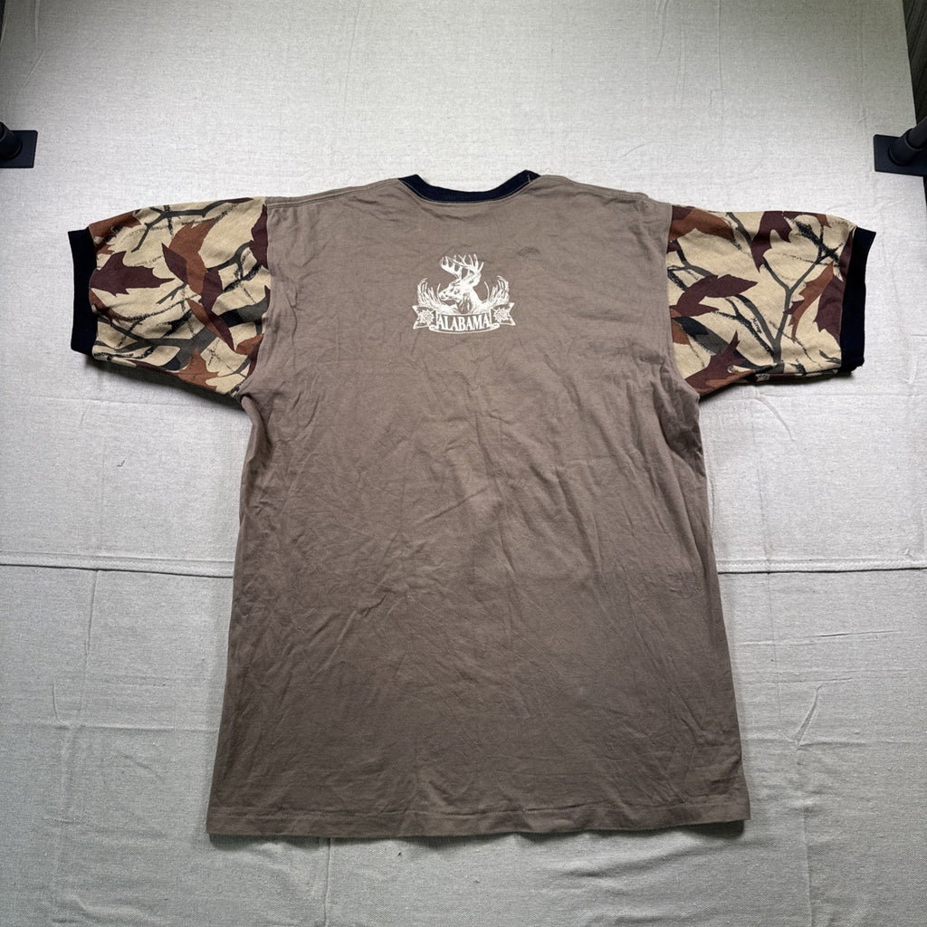 Vintage Deer Shirt Mens XL Camo Big Buck Hunting 90s Alabama Brown