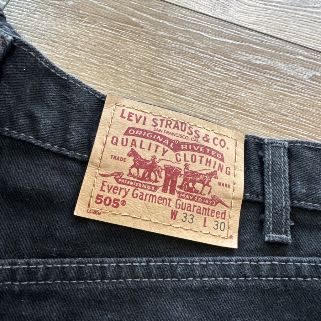 Vintage Levis 505 Jeans Mens 33 x 30 Black Denim 90s Regular Fit Straight