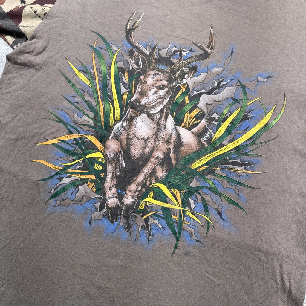 Vintage Deer Shirt Mens XL Camo Big Buck Hunting 90s Alabama Brown
