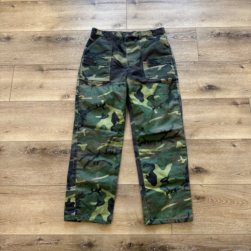 Liberty Pants Mens 36 x 32 Woodland Camo Workwear Vintage Boot Cut Double Knee