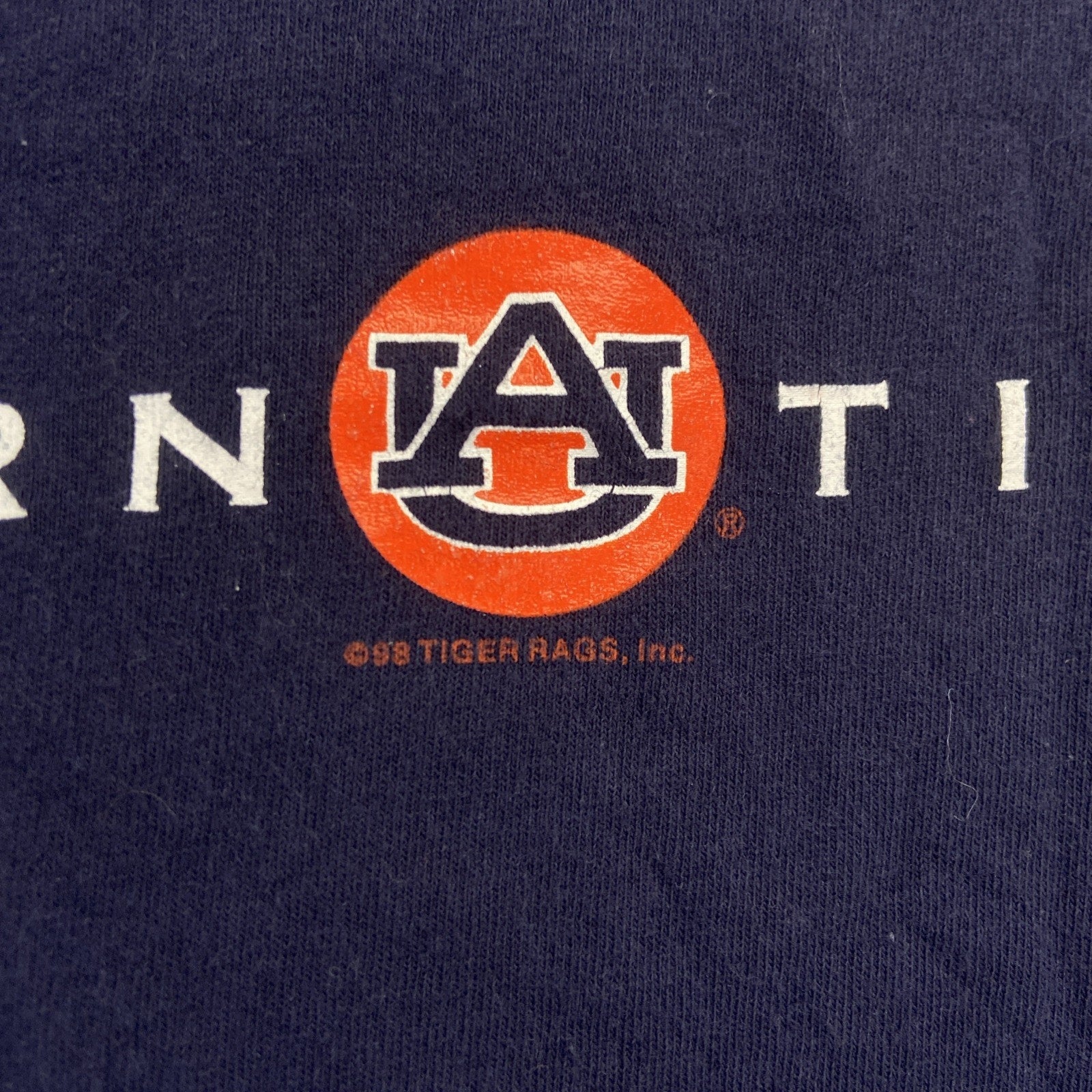 Vintage Auburn Tigers Shirt Mens XL Russell Athletic Blue Rags 90s War Eagle