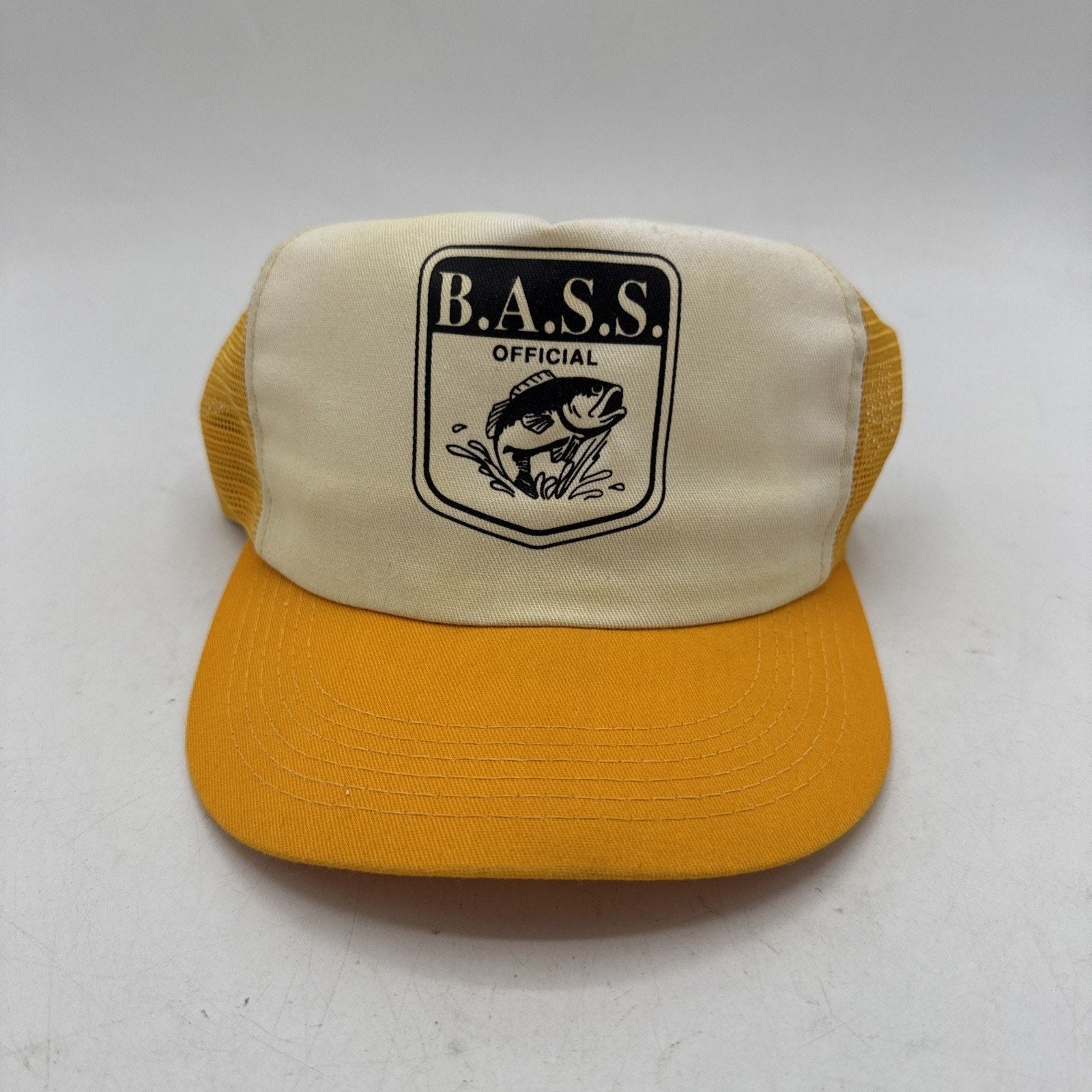 Bass Anglers Sportsman Society Trucker Hat Adults 80s 90s SnapBack Fishing Vtg