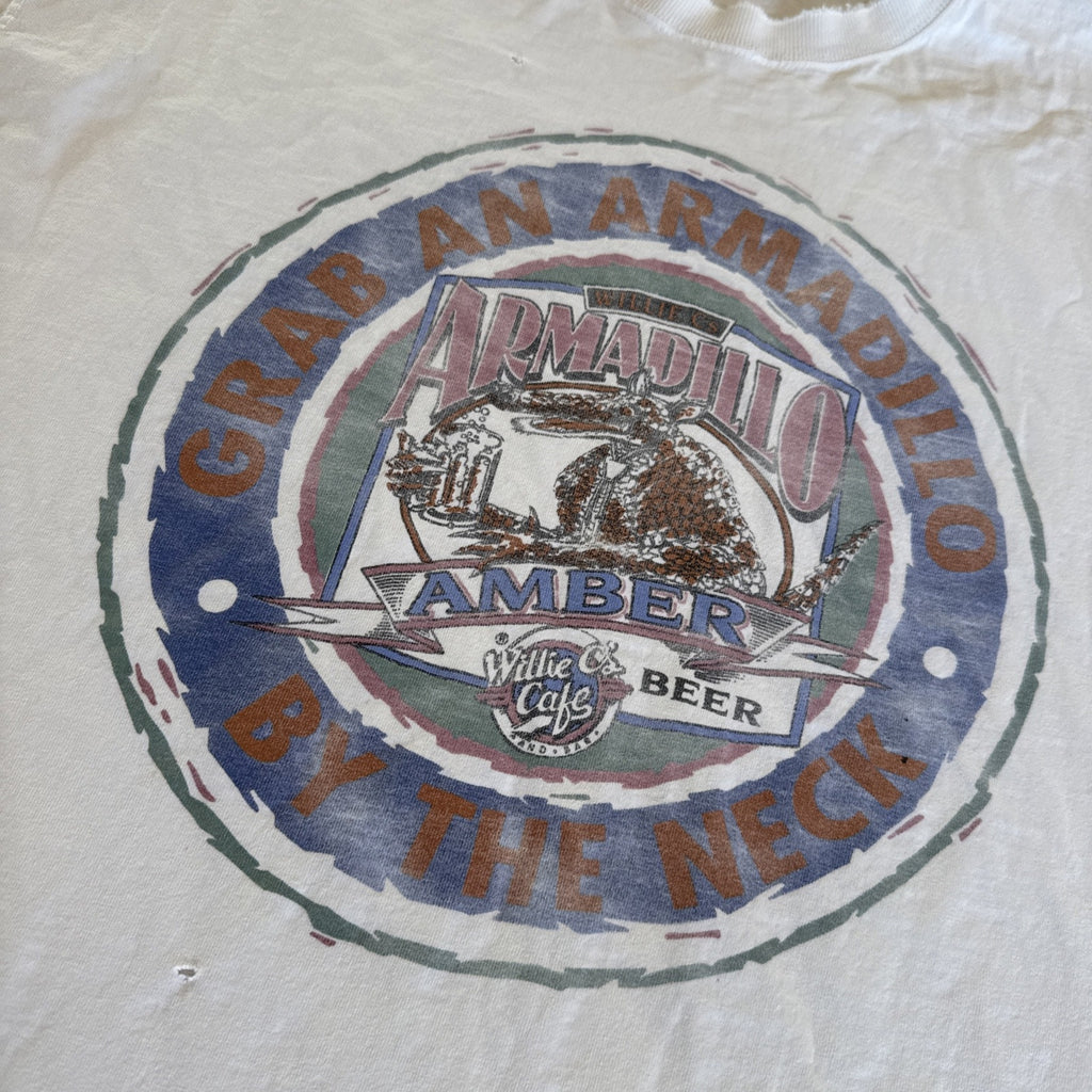 Lone Star Beer Shirt Mens XL Armadillo Amber White Distressed 90s Vintage
