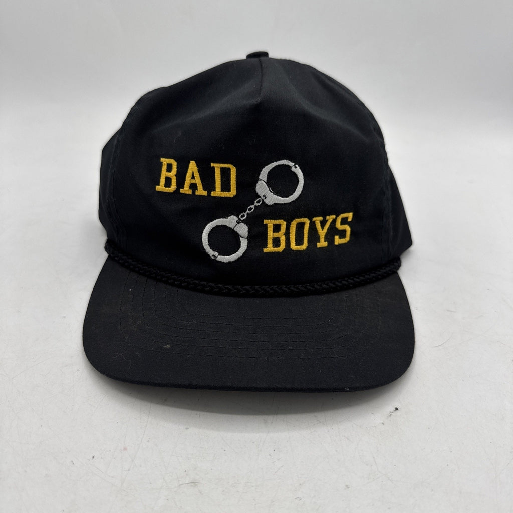 Vintage Bad Boys Hat Handcuffs Cops 80s 90s Black Twill