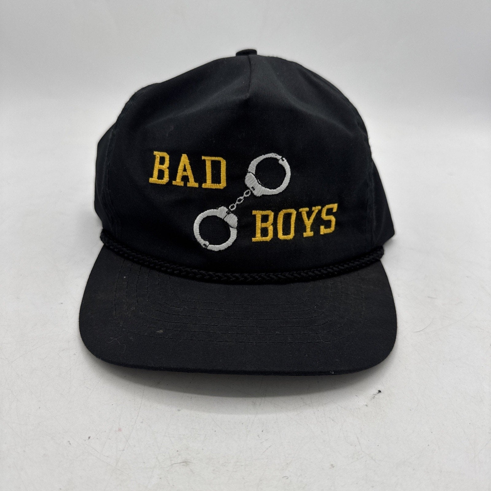 Vintage Bad Boys Hat Handcuffs Cops 80s 90s Black Twill
