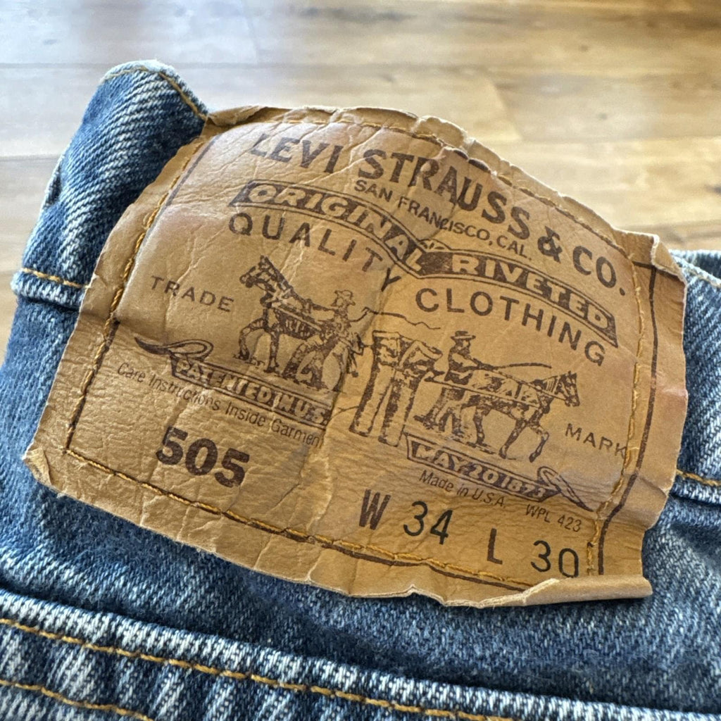 Vintage Levis 505 Jeans Mens 32 x 29 Denim Regular Fit Straight Leg Orange Tab