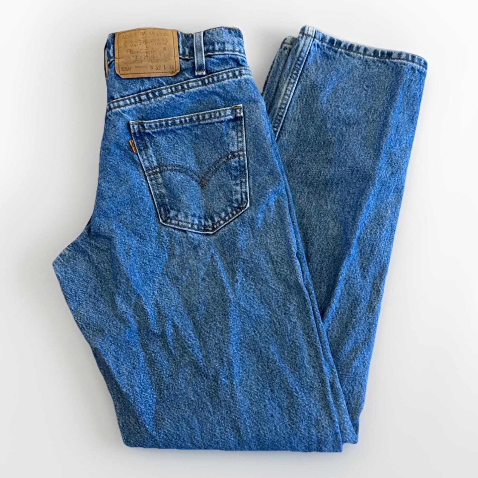 Vintage Levis 550 Jeans Mens 32 x 34 Relaxed Fit Denim Tapered Leg Orange Tab