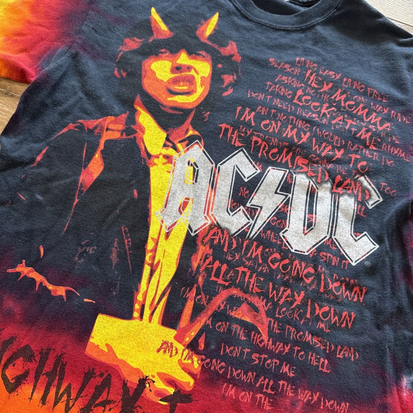 Vintage AC/DC Shirt Mens M Highway To He'll Band Tee Y2K Tie Dye Y2k