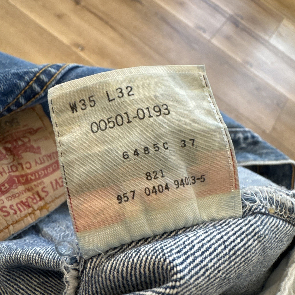 Vintage Levis 501 Jeans Mens 32 x 32 Denim 90s Button Fly Straight Leg