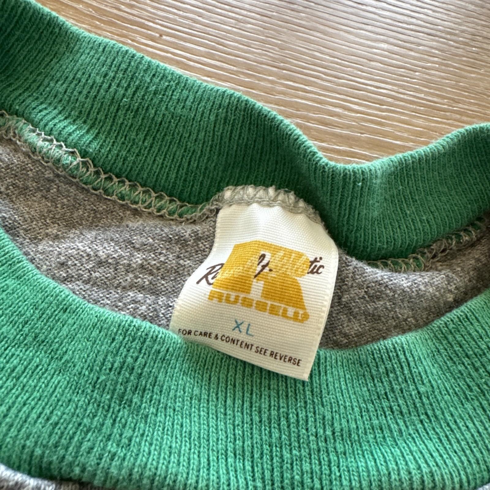 Vintage Slippery Rock Pride Shirt Mens L Ringer Russell Athletic 70s Gray