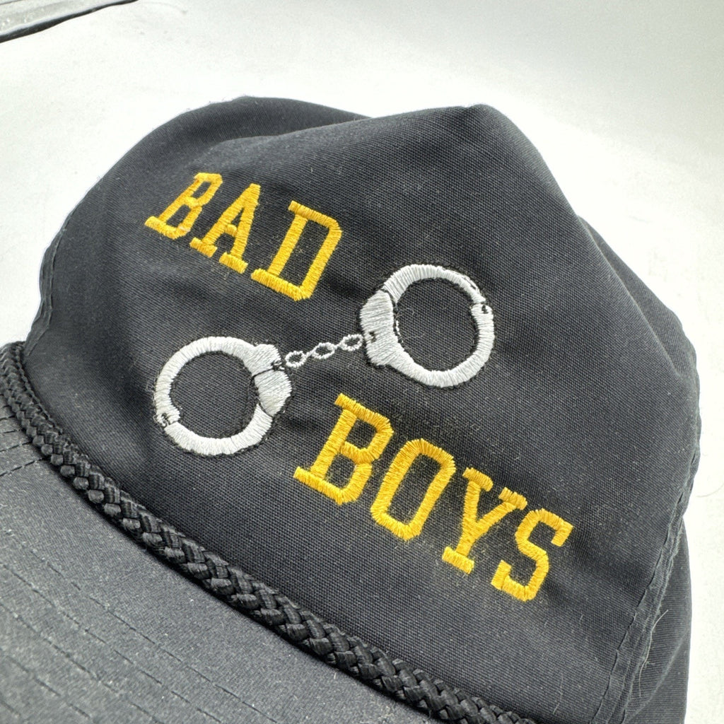 Vintage Bad Boys Hat Handcuffs Cops 80s 90s Black Twill