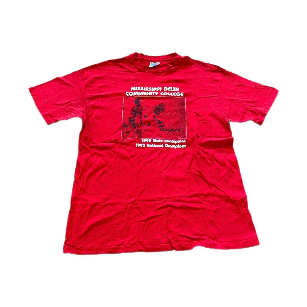 Vintage Mississippi Delta Shirt Mens XL Community College Red Cotton 90s