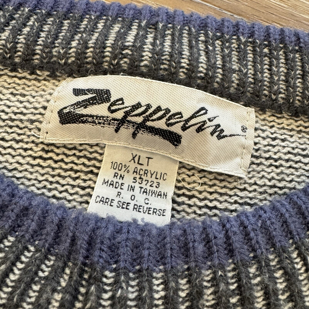 Zeppelin Sweater Mens XL Tall Acrylic Knit 90s Geometric Golf Preppy Vintage