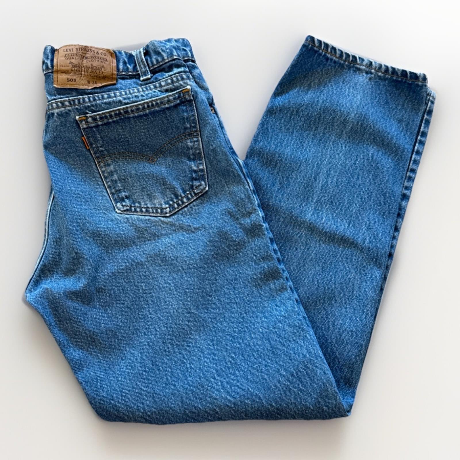 Vintage Levis 505 Jeans Mens 32 x 29 Denim Regular Fit Straight Leg Orange Tab