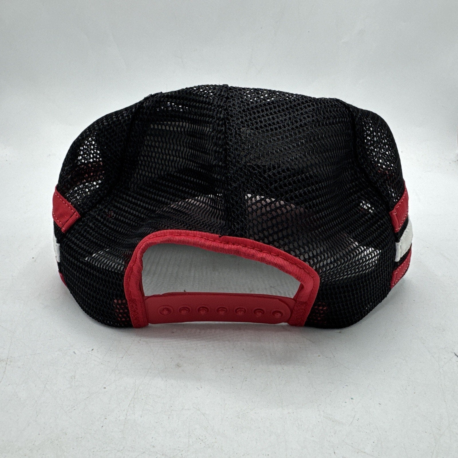 Vintage 3 Stripe Trucker Hat Adults Puff Paint 80s Mesh SnapBack Auto Sales