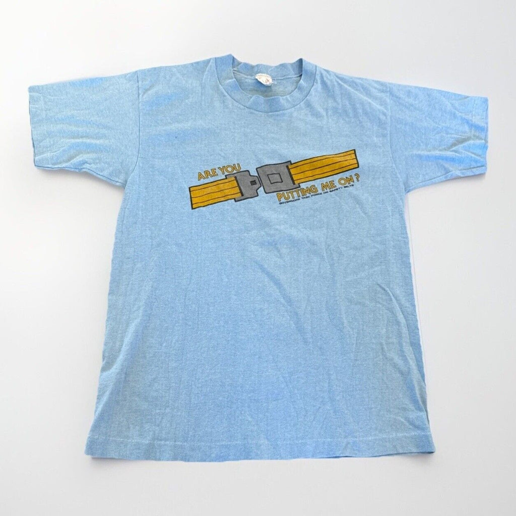 Vintage Seat Belt Shirt Mens S Blue 80s Retro Streetwear