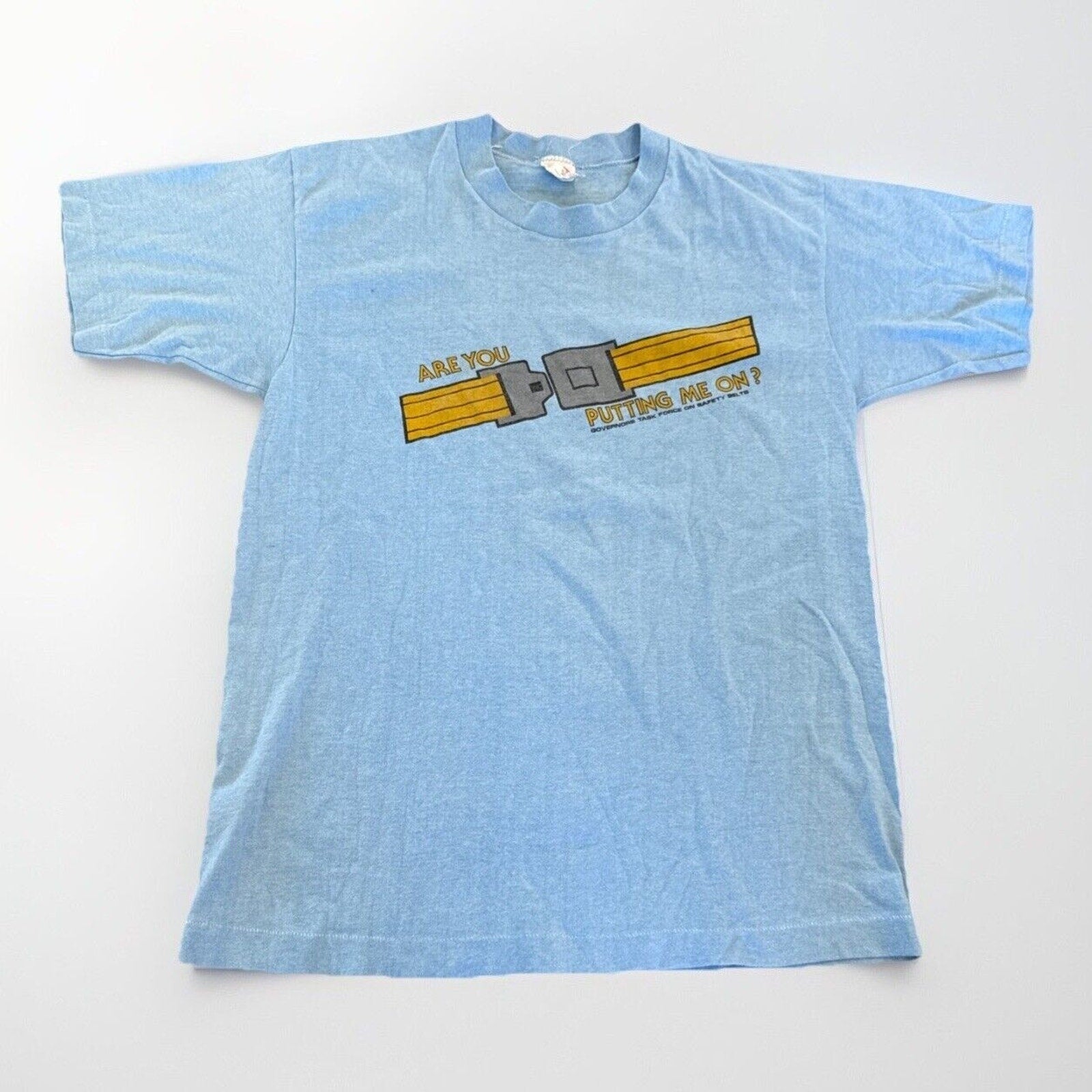 Vintage Seat Belt Shirt Mens S Blue 80s Retro Streetwear
