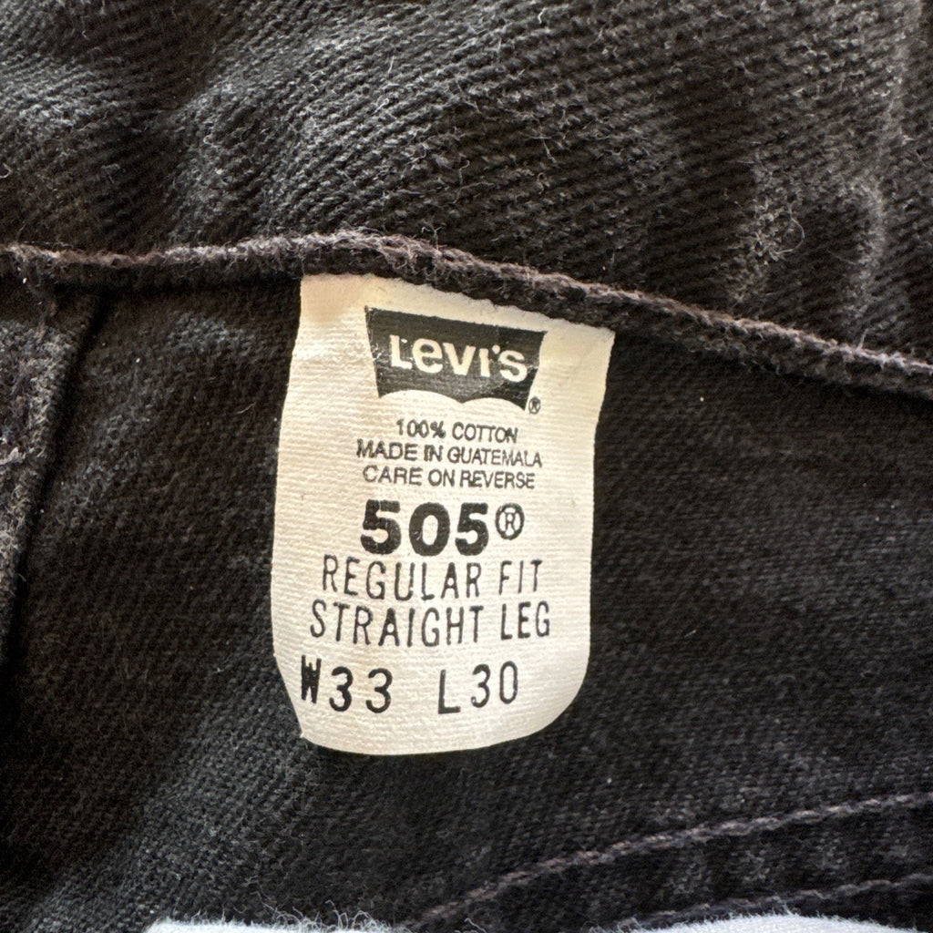 Vintage Levis 505 Jeans Mens 33 x 30 Black Denim 90s Regular Fit Straight