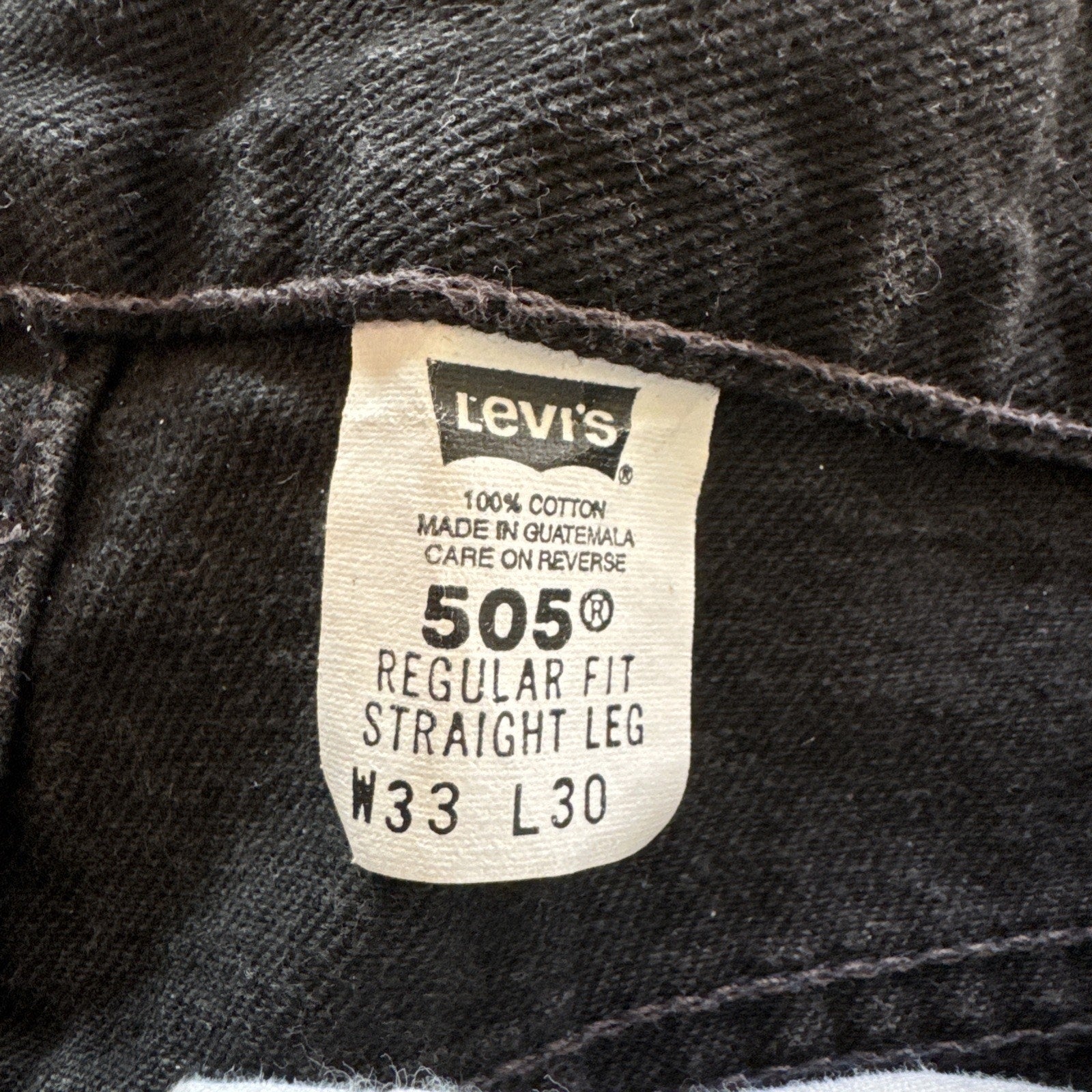 Vintage Levis 505 Jeans Mens 33 x 30 Black Denim 90s Regular Fit Straight