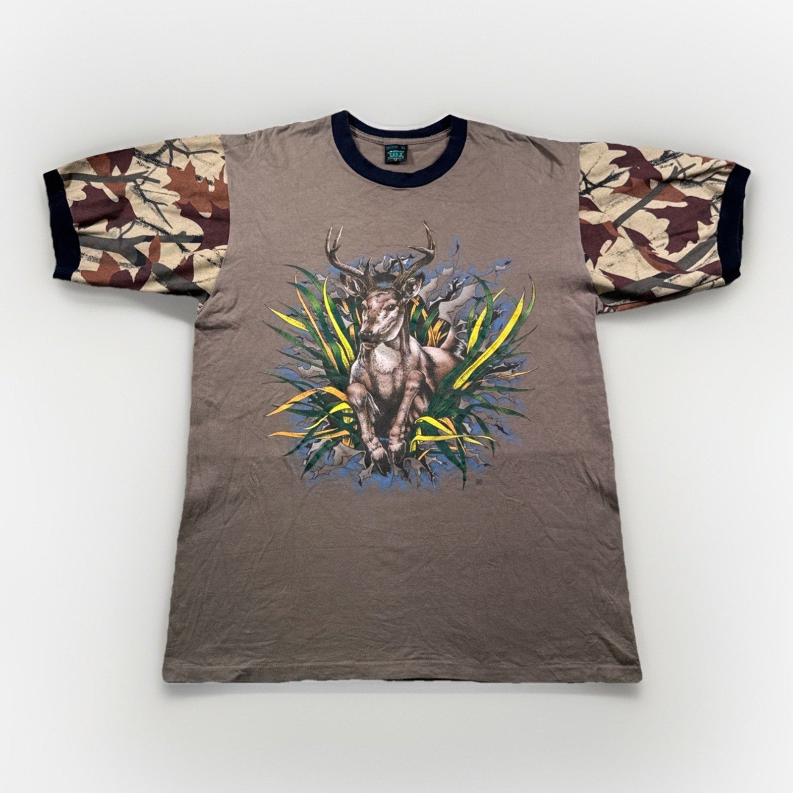 Vintage Deer Shirt Mens XL Camo Big Buck Hunting 90s Alabama Brown