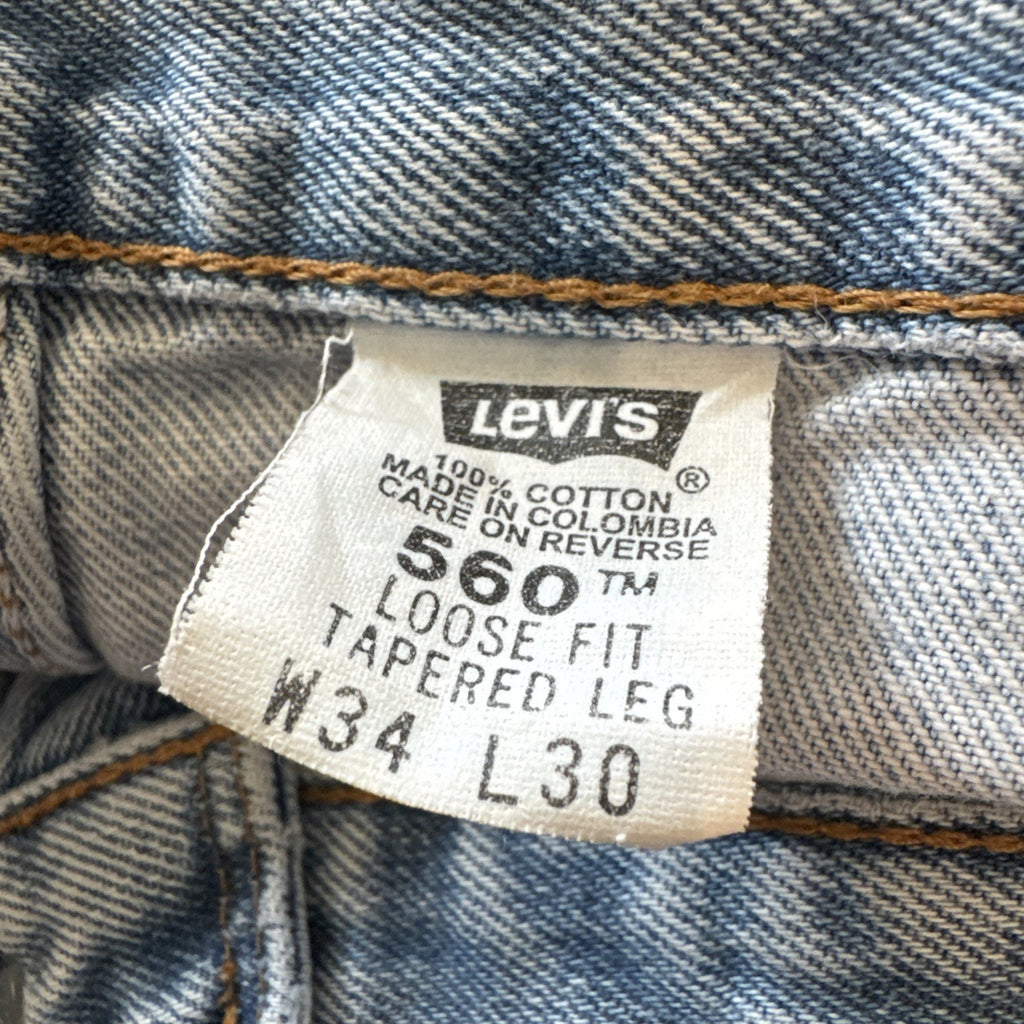 Vintage Levis 560 Jeans Mens 33 x 30 Loose Fit Tapered Leg Denim 90s Baggy