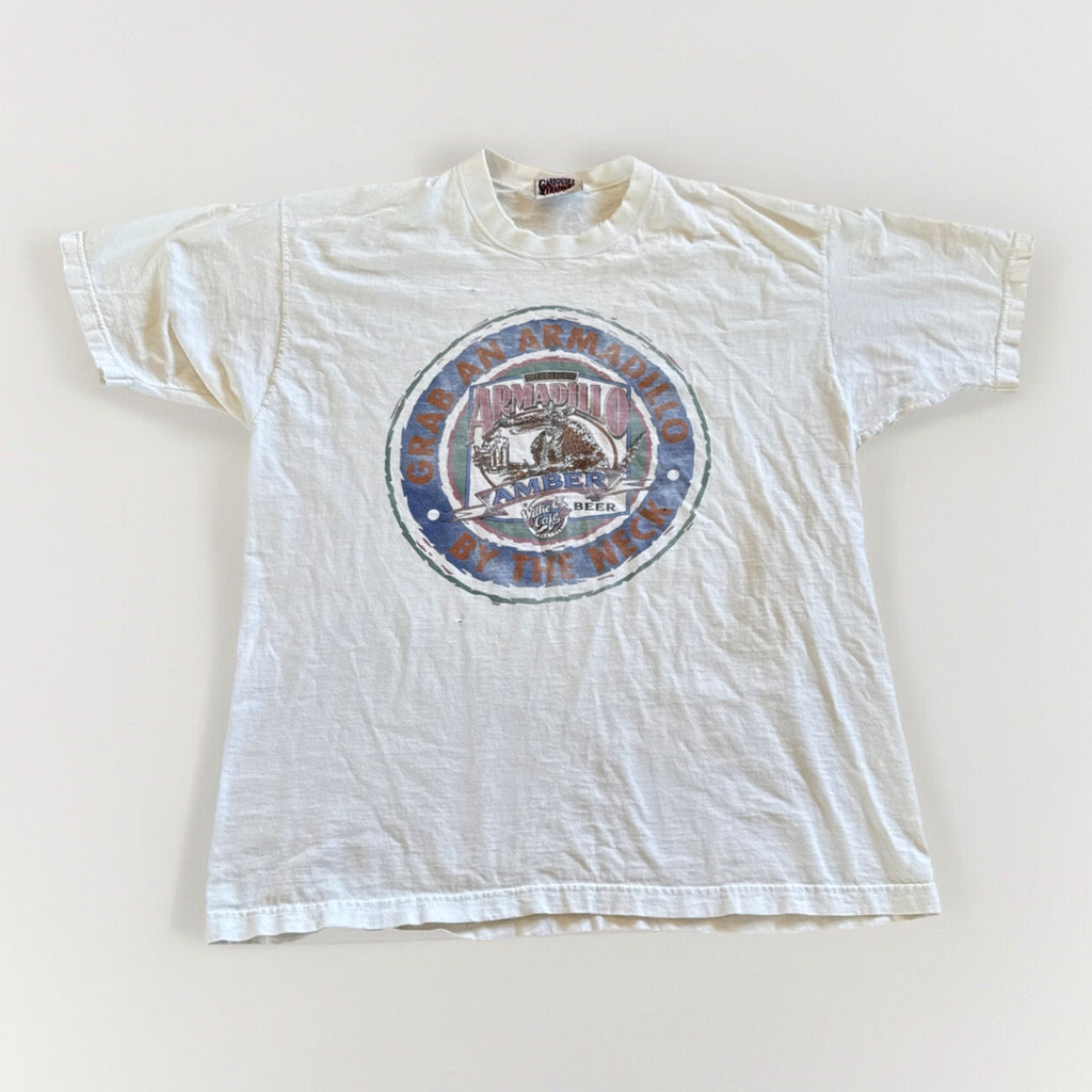 Lone Star Beer Shirt Mens XL Armadillo Amber White Distressed 90s Vintage