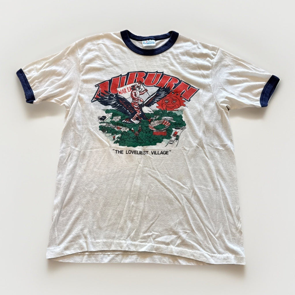 Vintage Auburn Tigers Shirt Mens M Ringer Tee 80s War Eagle