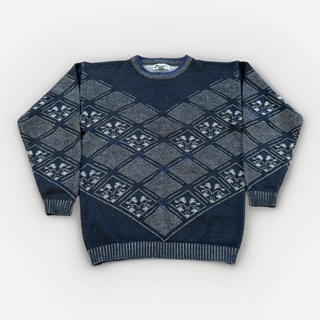 Zeppelin Sweater Mens XL Tall Acrylic Knit 90s Geometric Golf Preppy Vintage