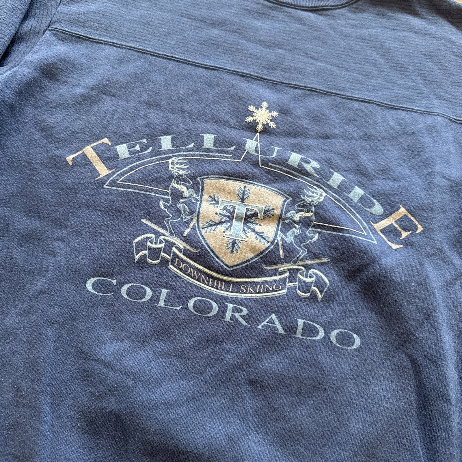 Telluride Colorado Sweatshirt Mens L Downhill Skiing 90s Blue Ski Jansport Vtg