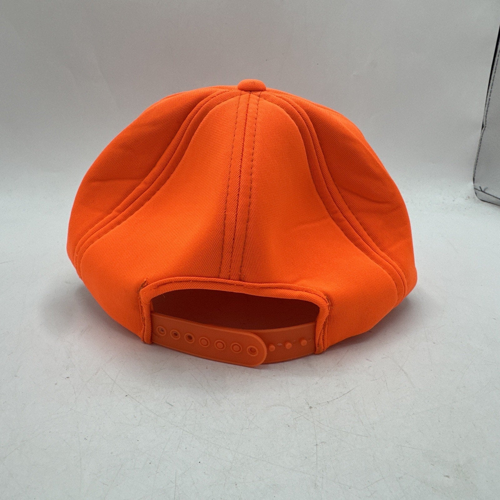 Vintage Trucker Hat Adults WOW Patch Hunting 80s 90s Safety Orange