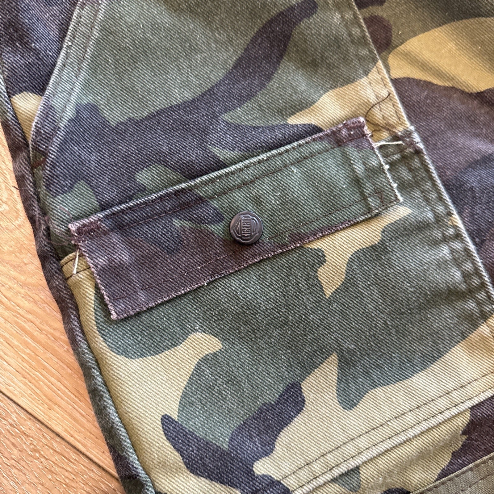Liberty Pants Mens 36 x 32 Woodland Camo Workwear Vintage Boot Cut Double Knee