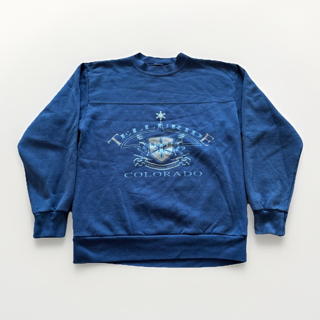 Telluride Colorado Sweatshirt Mens L Downhill Skiing 90s Blue Ski Jansport Vtg