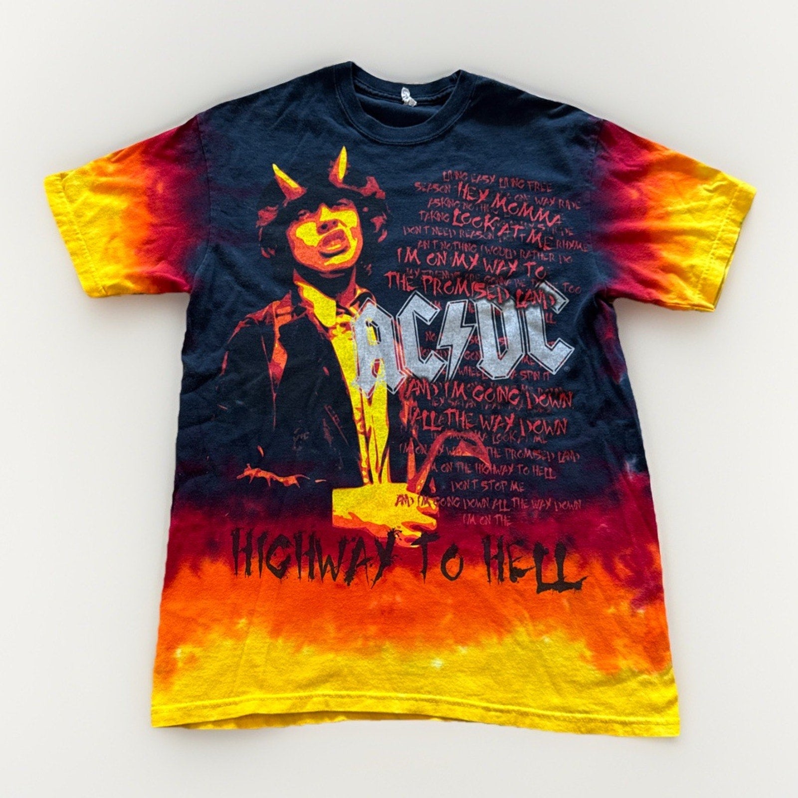 Vintage AC/DC Shirt Mens M Highway To He'll Band Tee Y2K Tie Dye Y2k