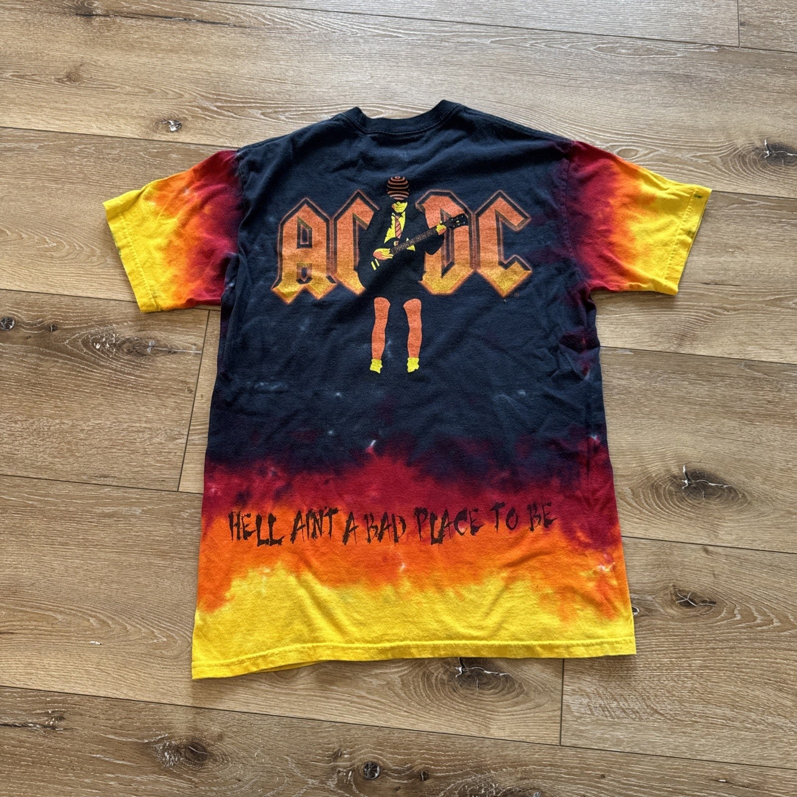 Vintage AC/DC Shirt Mens M Highway To He'll Band Tee Y2K Tie Dye Y2k