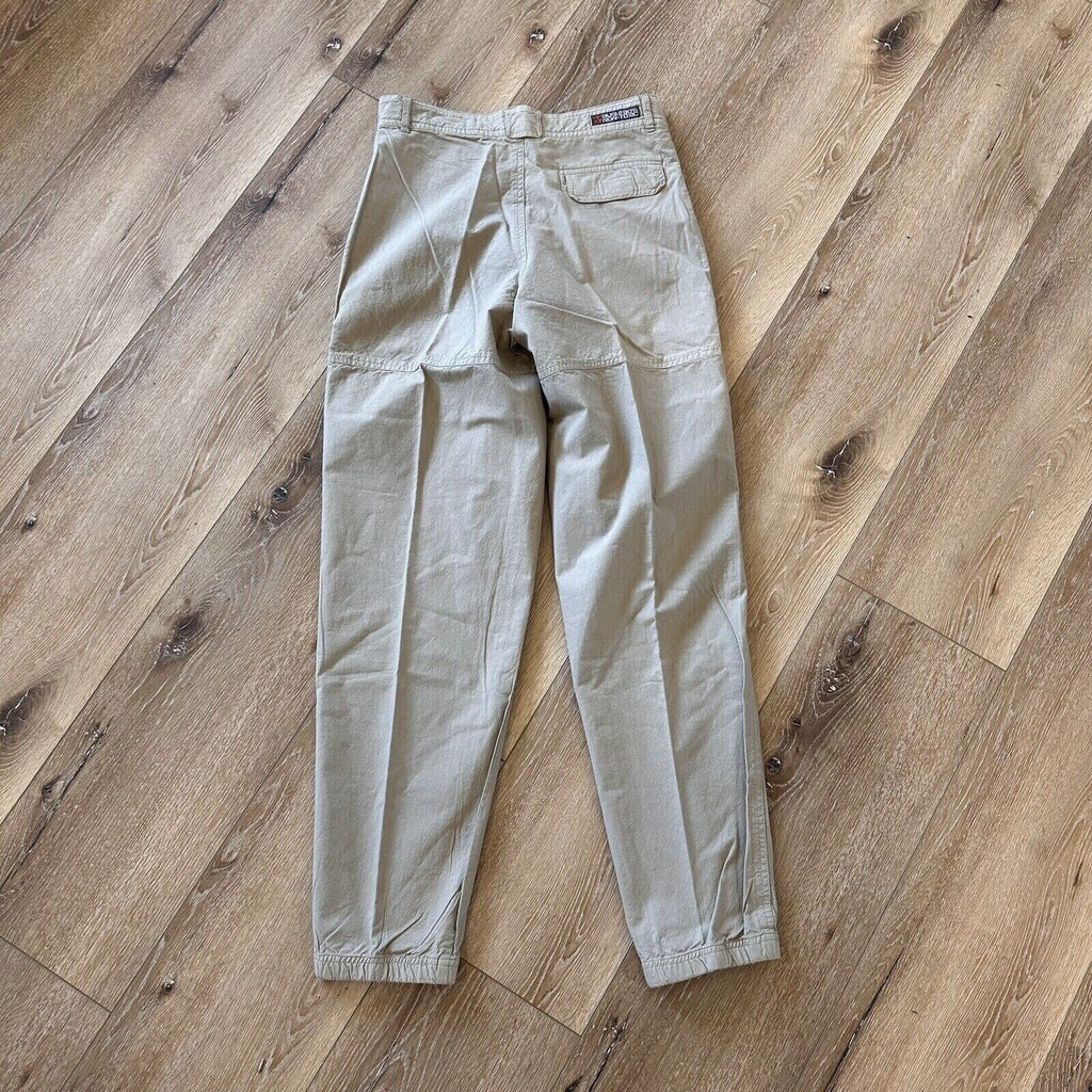 Vintage Bugle Boy Pants Men's 30 x 32 Tapered Leg Cargo 90s Beige Cotton