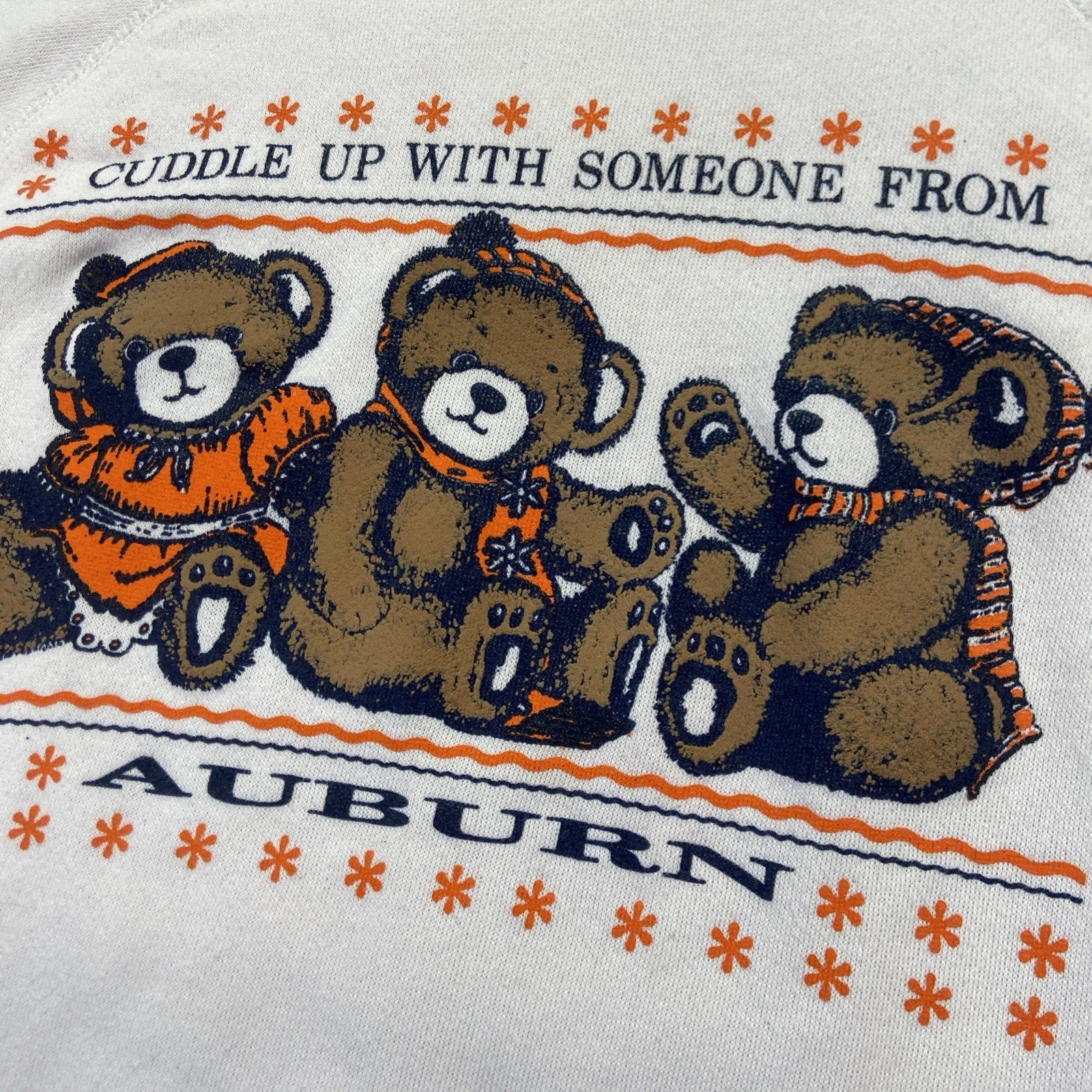 Vintage Auburn Tigers Sweatshirt Womens M 80s Teddy Bears Pullover Fleece